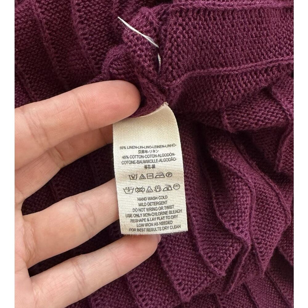 Free People Ribbed Longline Duster Cardigan S Linen Blend Plum Purple - Picture 9 of 9
